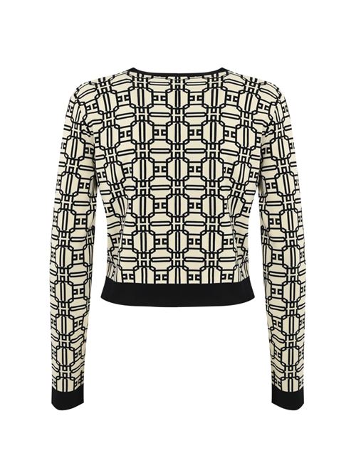 Cardigan cropped in viscosa nero e burro Elisabetta Franchi | MK32B47E2E84